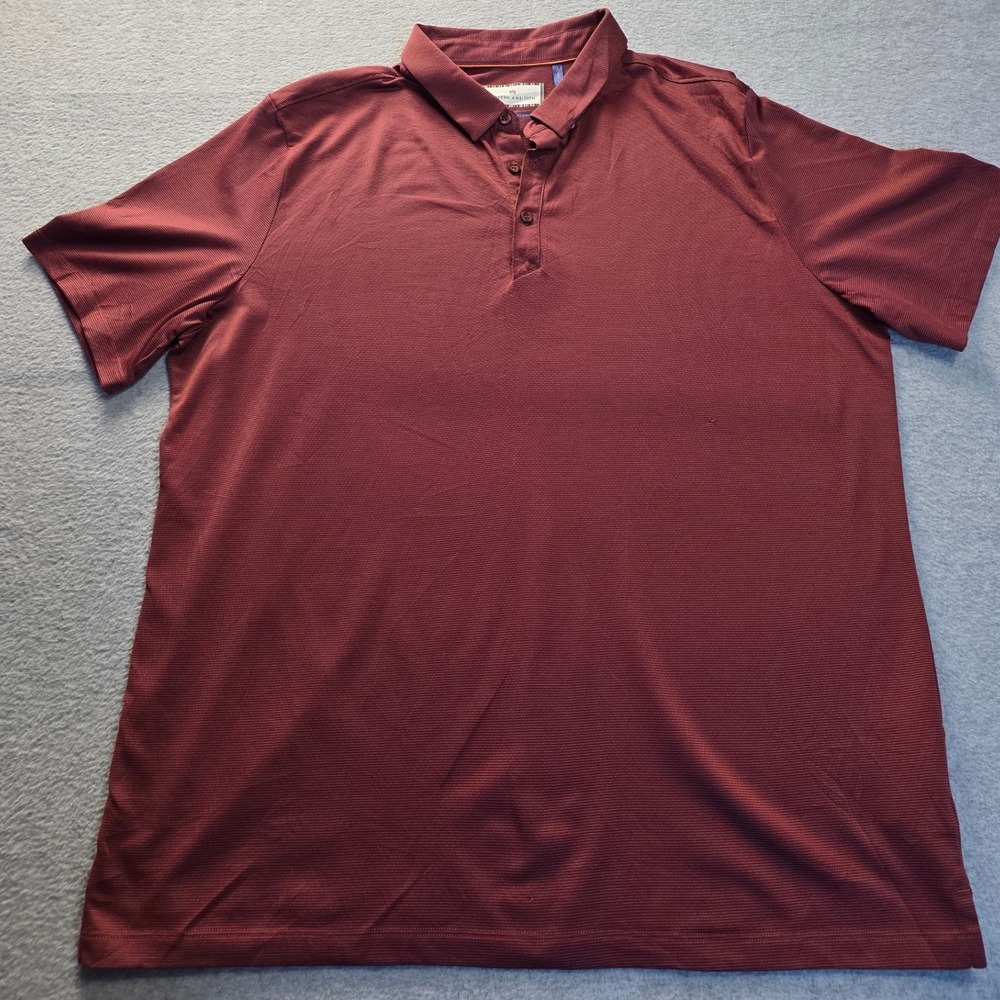 Modern Ambition Mens XL Performance Polo Shirt Red Textured Stretch‎ Technical